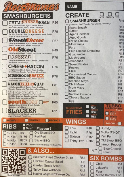 RocoMamas Menu